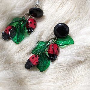 Vintage Glass Ladybug Earrings
